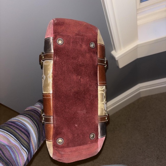 Coach Multicolor Patchwork Tote with Brown Straps - Picture 3 of 5